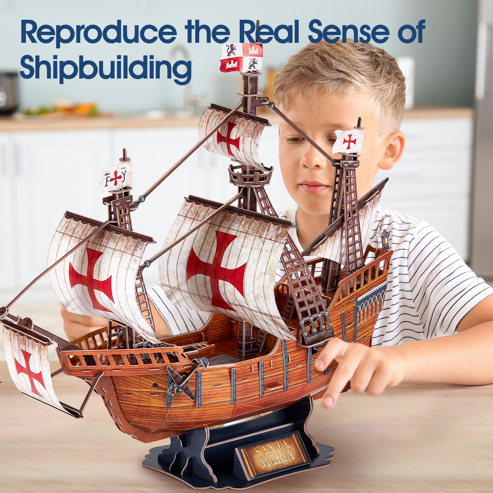 cubicfun-t4038h-puzzle-3d-bateau-santa-maria-204-pi-ces image 4
