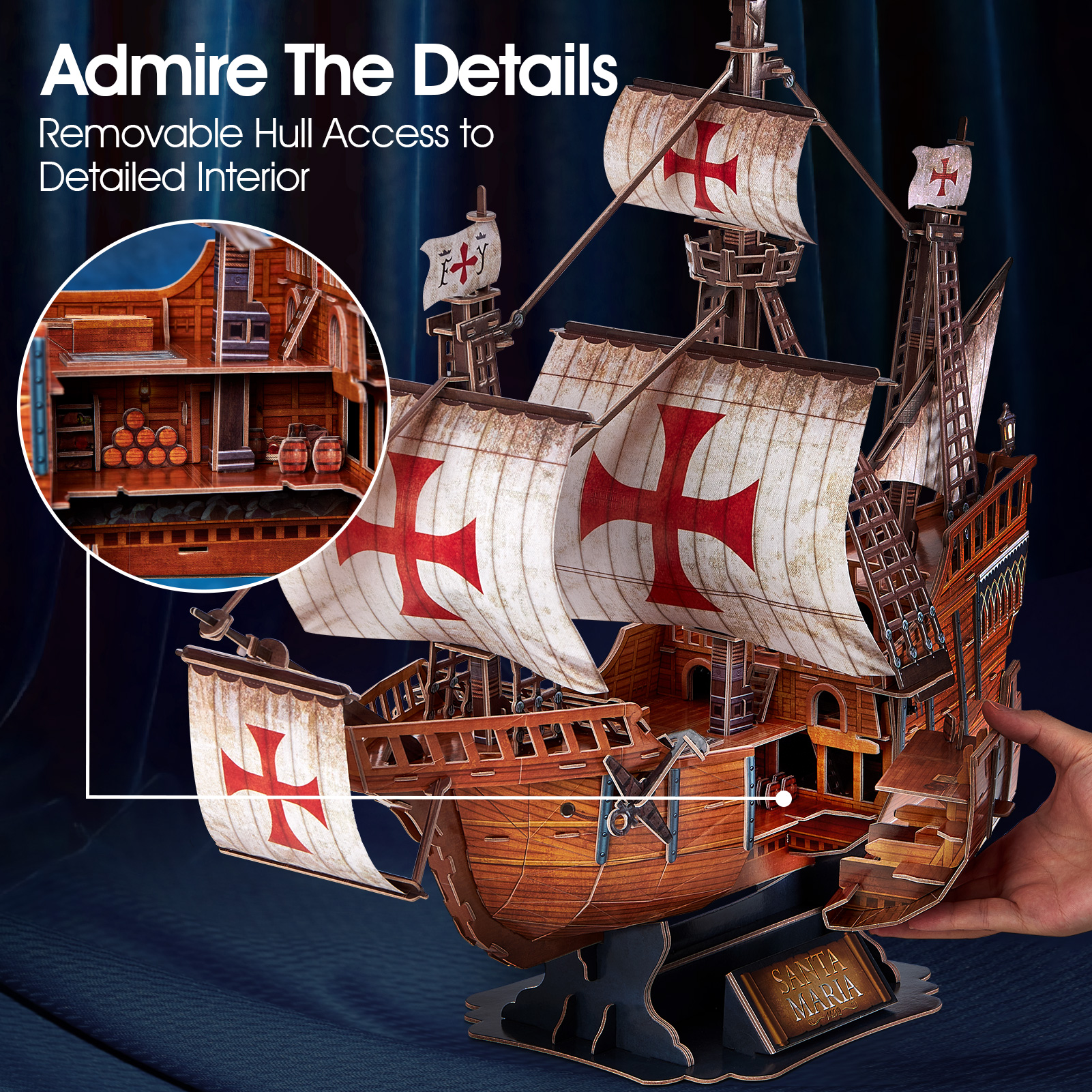 cubicfun-t4038h-puzzle-3d-bateau-santa-maria-204-pi-ces image 3