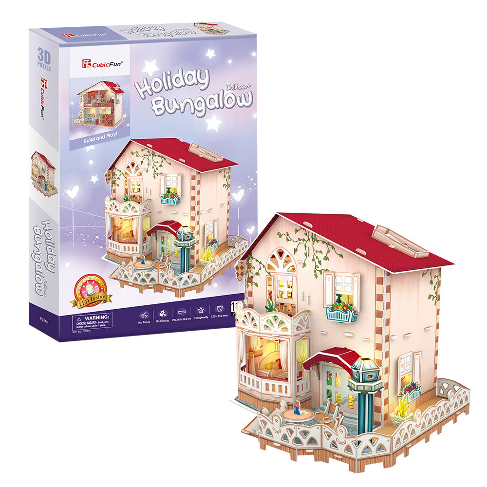 cubicfun-dollhouse-p634h-holiday-bungalow-puzzle-3d-maison image 1