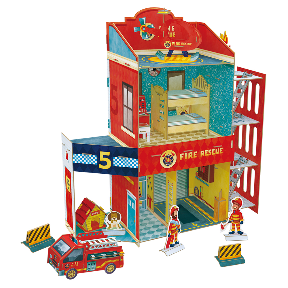 cubicfun-dollhouse-p813h-fire-rescue-puzzle-3d-pompiers image 2