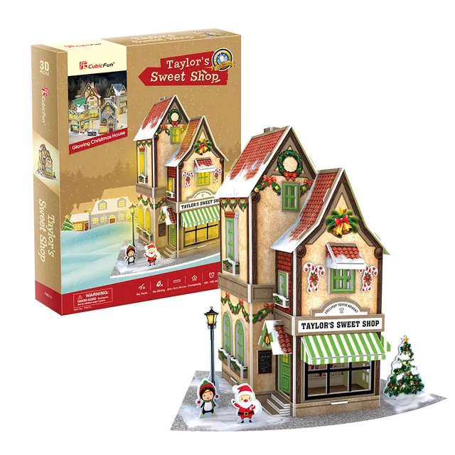 cubicfun-christmas-village-taylor-sweet-shop-p801h-puzzle-3d image 1