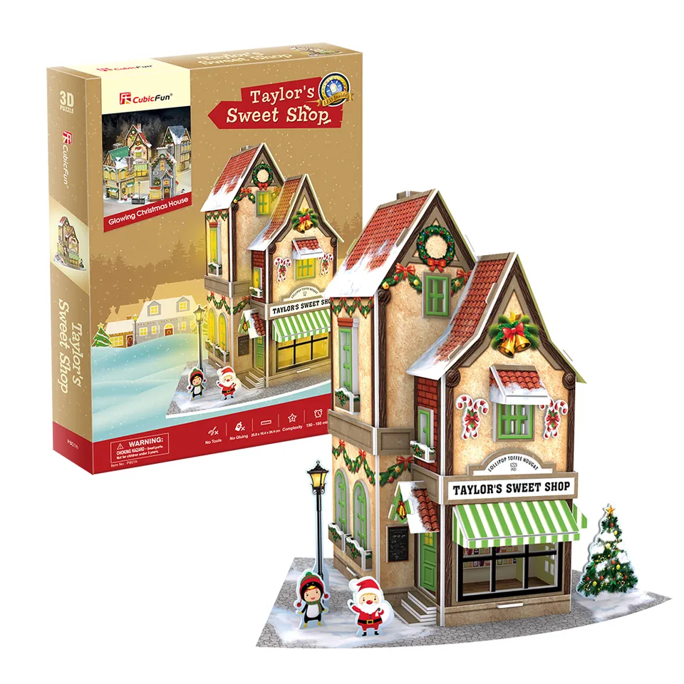 cubicfun-christmas-village-taylor-sweet-shop-p801h-puzzle-3d image 1