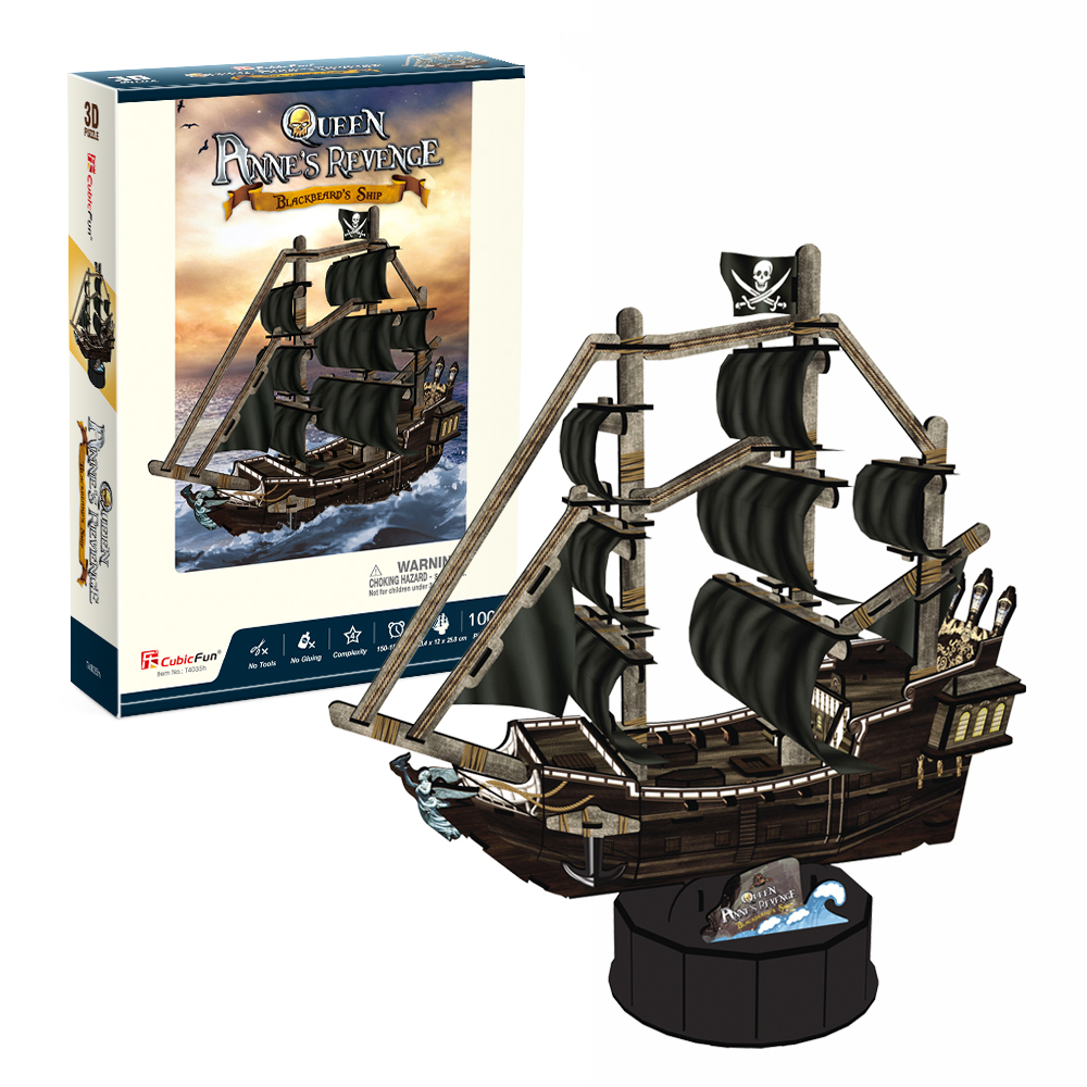 cubicfun-pirates-world-t4035h-queen-anne-puzzle-3d-bateau image 1