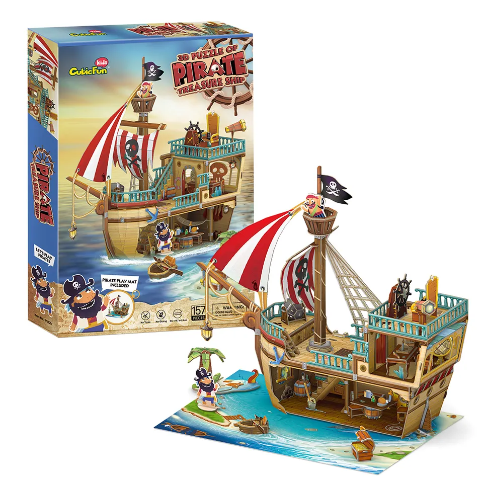 cubicfun-pirates-world-p832h-pirate-treasure-ship-puzzle-3d-bateau image 1