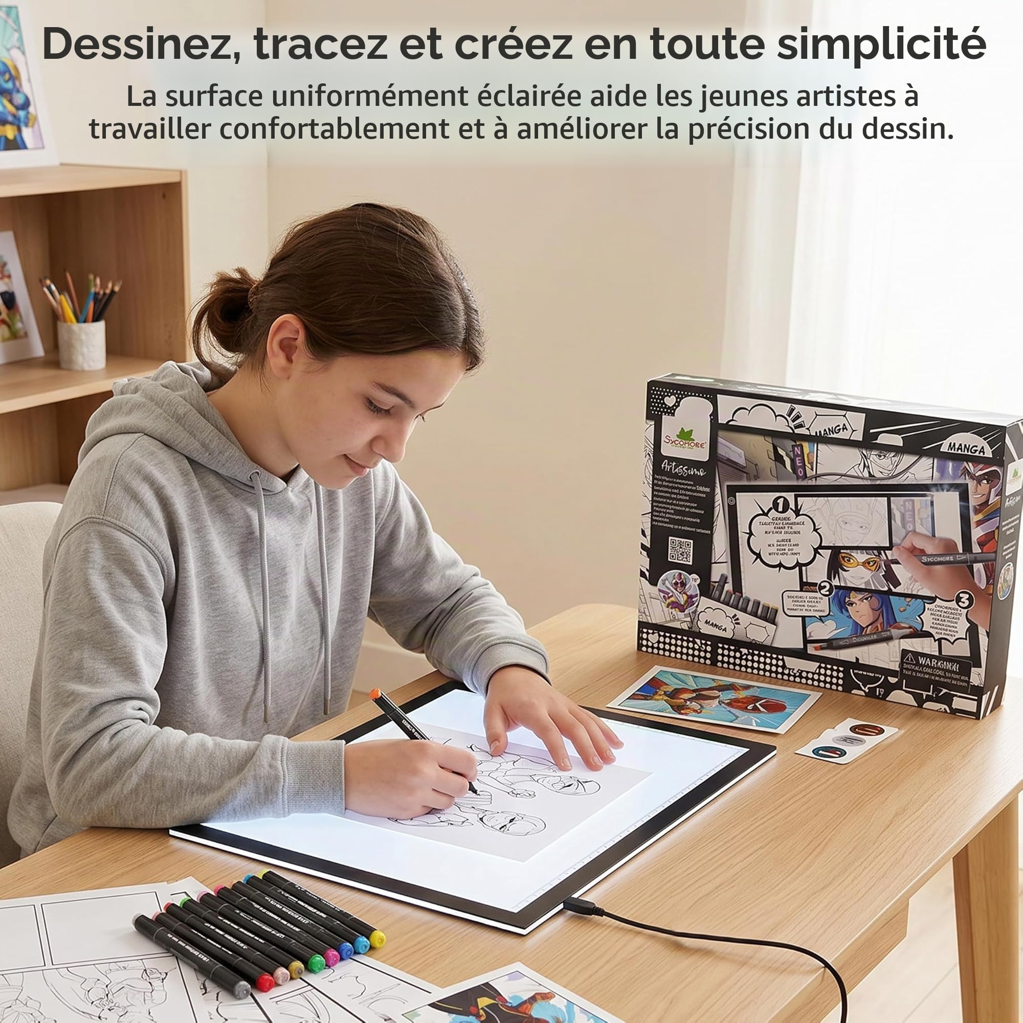 au-sycomore-artissimo-tablette-lumineuse-manga-xxl-kit-dessin-10-ans image 7