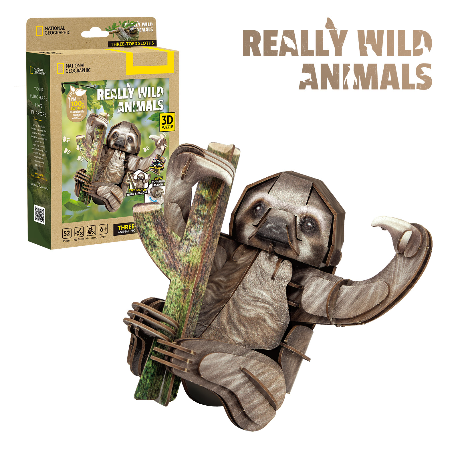 cubicfun-really-wild-ds1175h-puzzle-3d-paresseux image 1