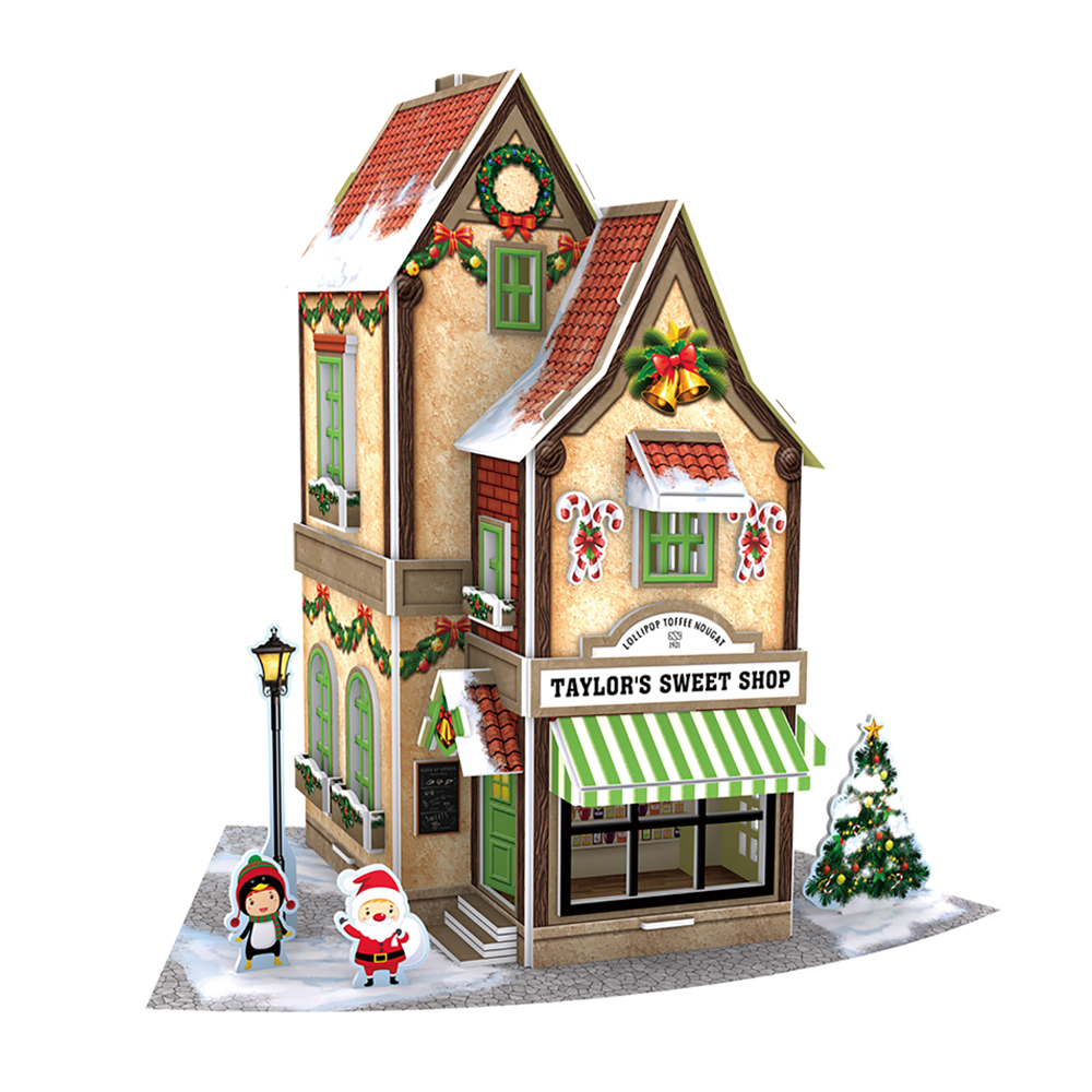 cubicfun-christmas-village-taylor-sweet-shop-p801h-puzzle-3d image 2