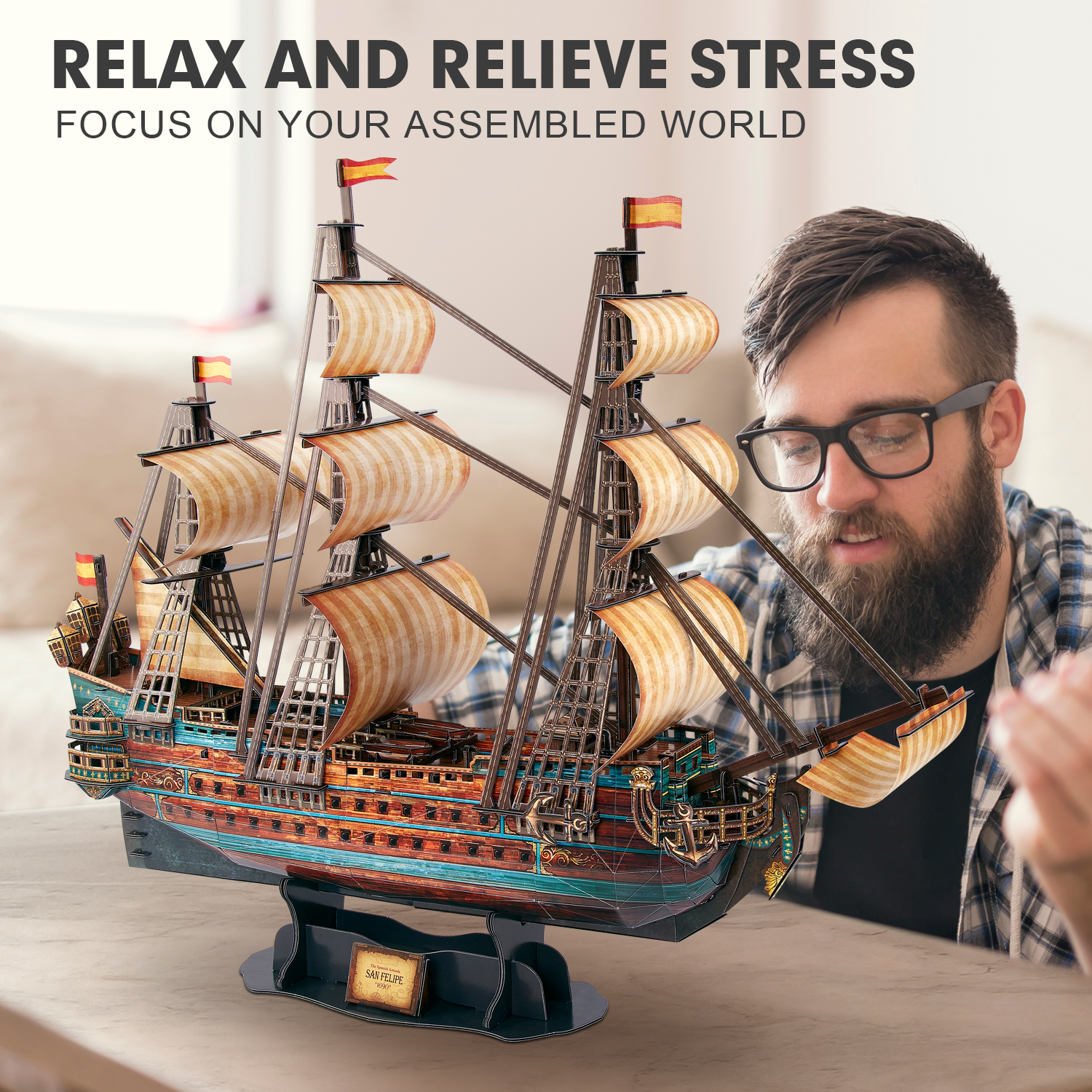 cubicfun-ships-vessels-t4017h-san-felipe-puzzle-3d-248-pi-ces image 3