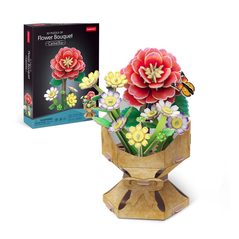 cubicfun-botanical-w3302h-camellia-puzzle-3d-fleur image 1