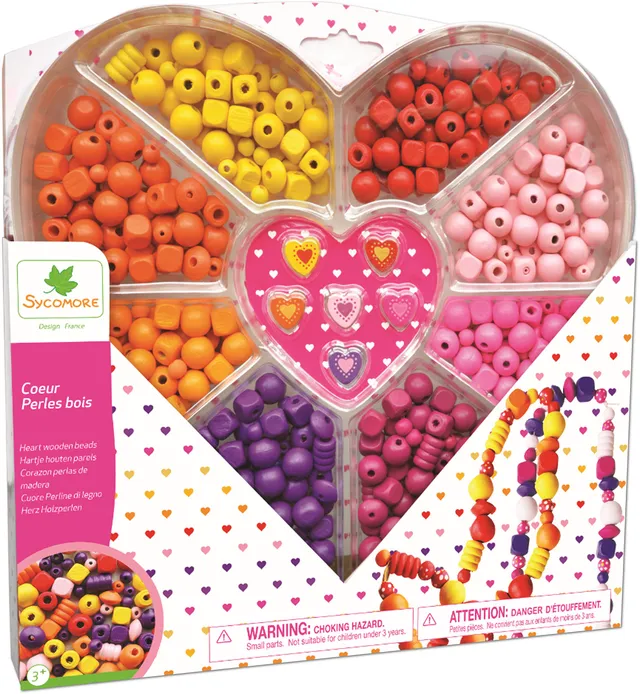 au-sycomore-les-perles-coffret-perles-bois-c-ur-multicolores-3-ans image 1