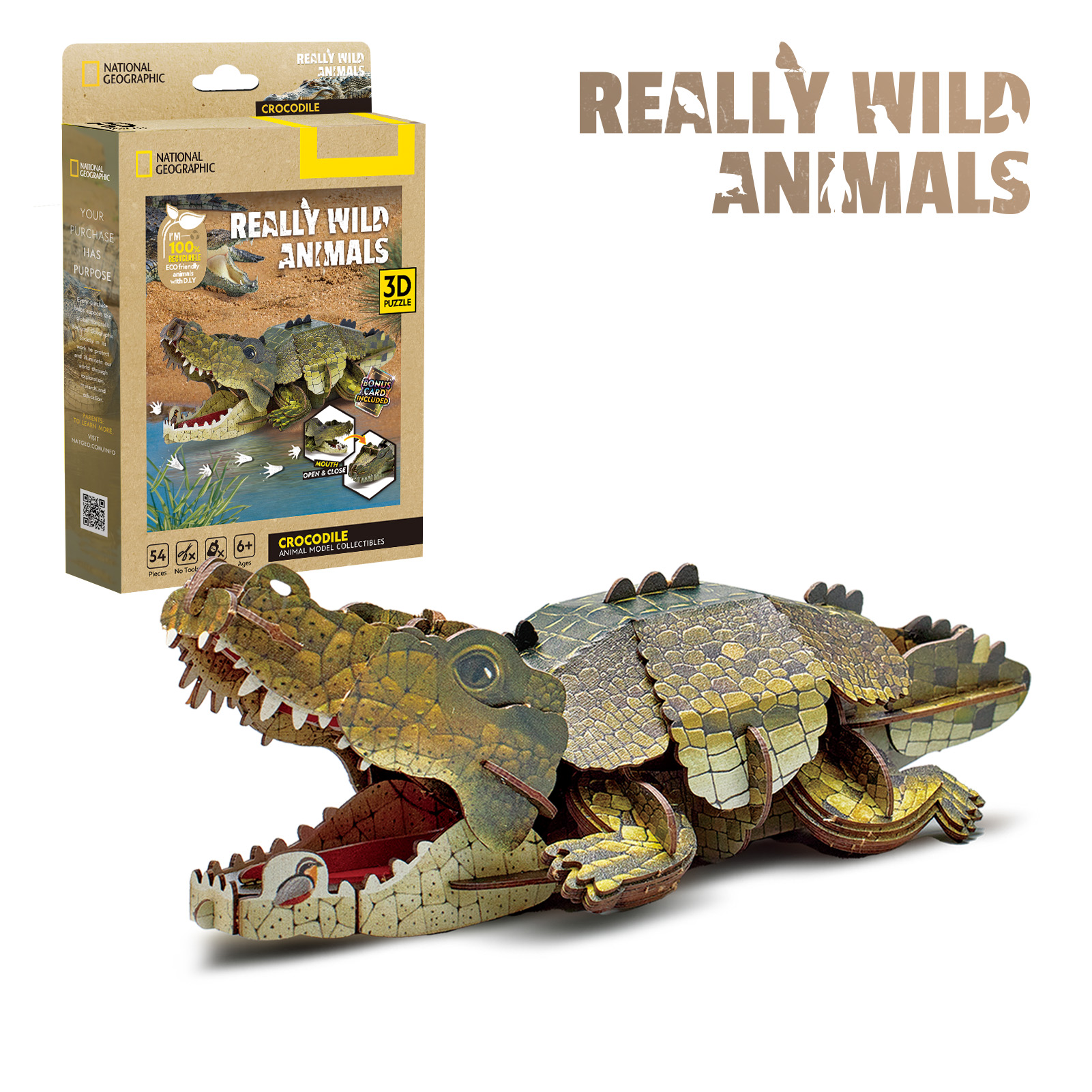 cubicfun-really-wild-animals-ds1182h-crocodile-puzzle-3d image 1