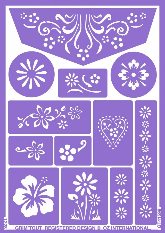 grim-tout-indispensables-pochoir-maquillage-fleurs-21x15-lavable image 1