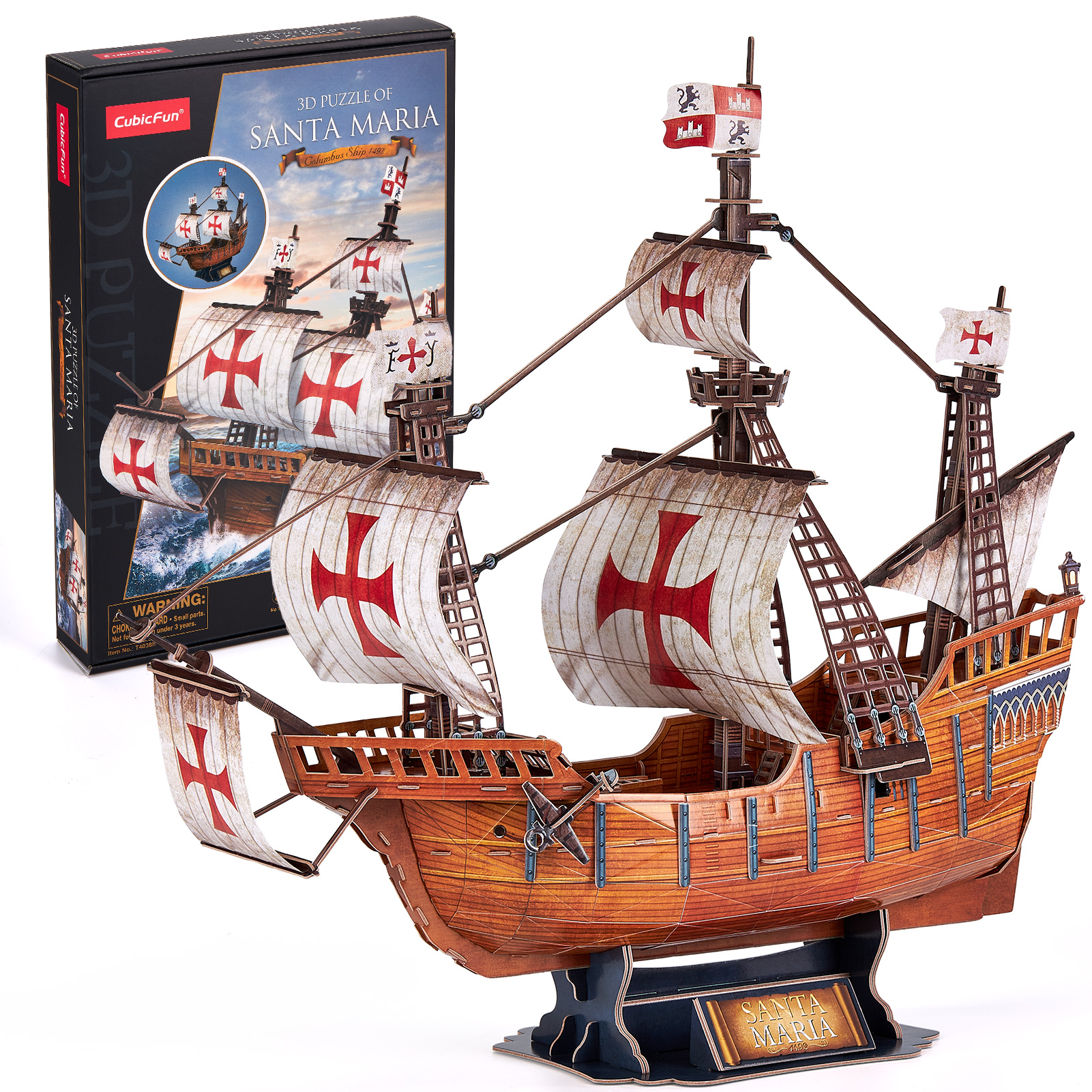 cubicfun-t4038h-puzzle-3d-bateau-santa-maria-204-pi-ces image 1