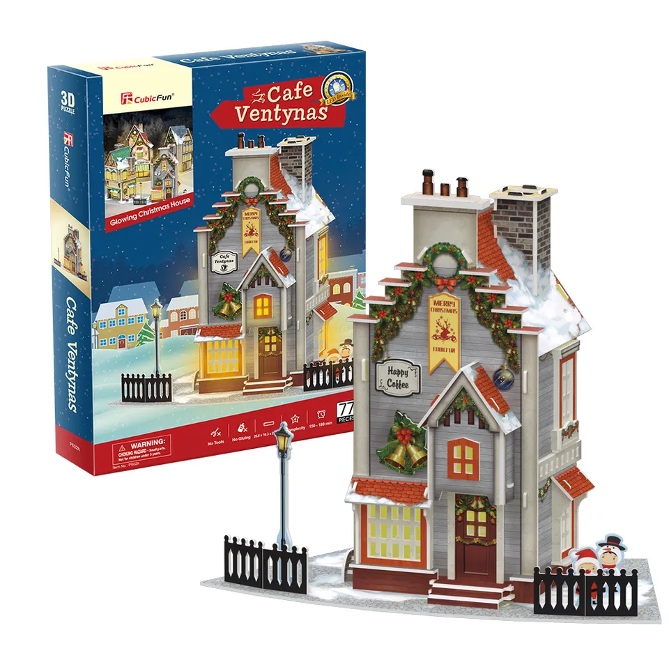 cubicfun-my-christmas-village-p802h-cafe-ventynas-puzzle-3d image 1