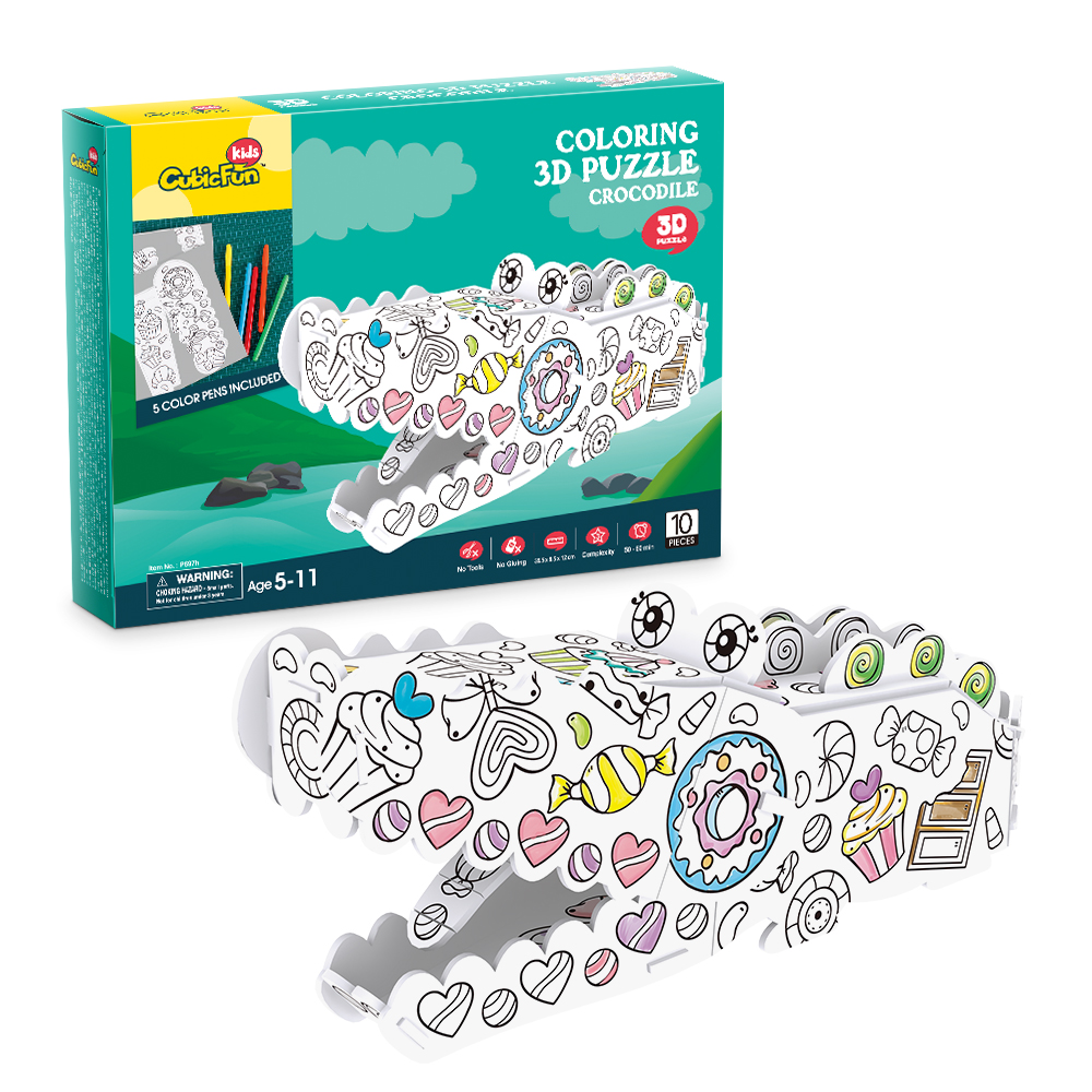 cubicfun-coloring-p697h-crocodile-puzzle-3d-colorier image 1