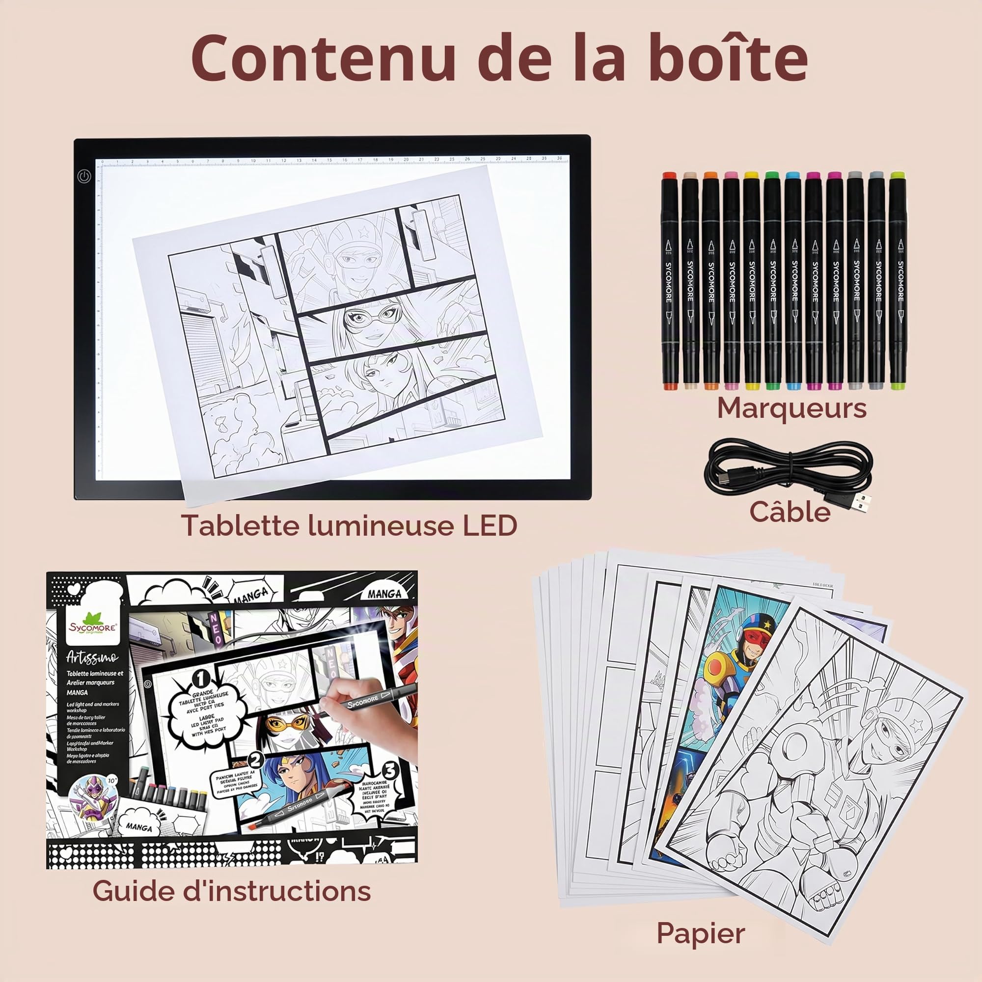 au-sycomore-artissimo-tablette-lumineuse-manga-xxl-kit-dessin-10-ans image 3