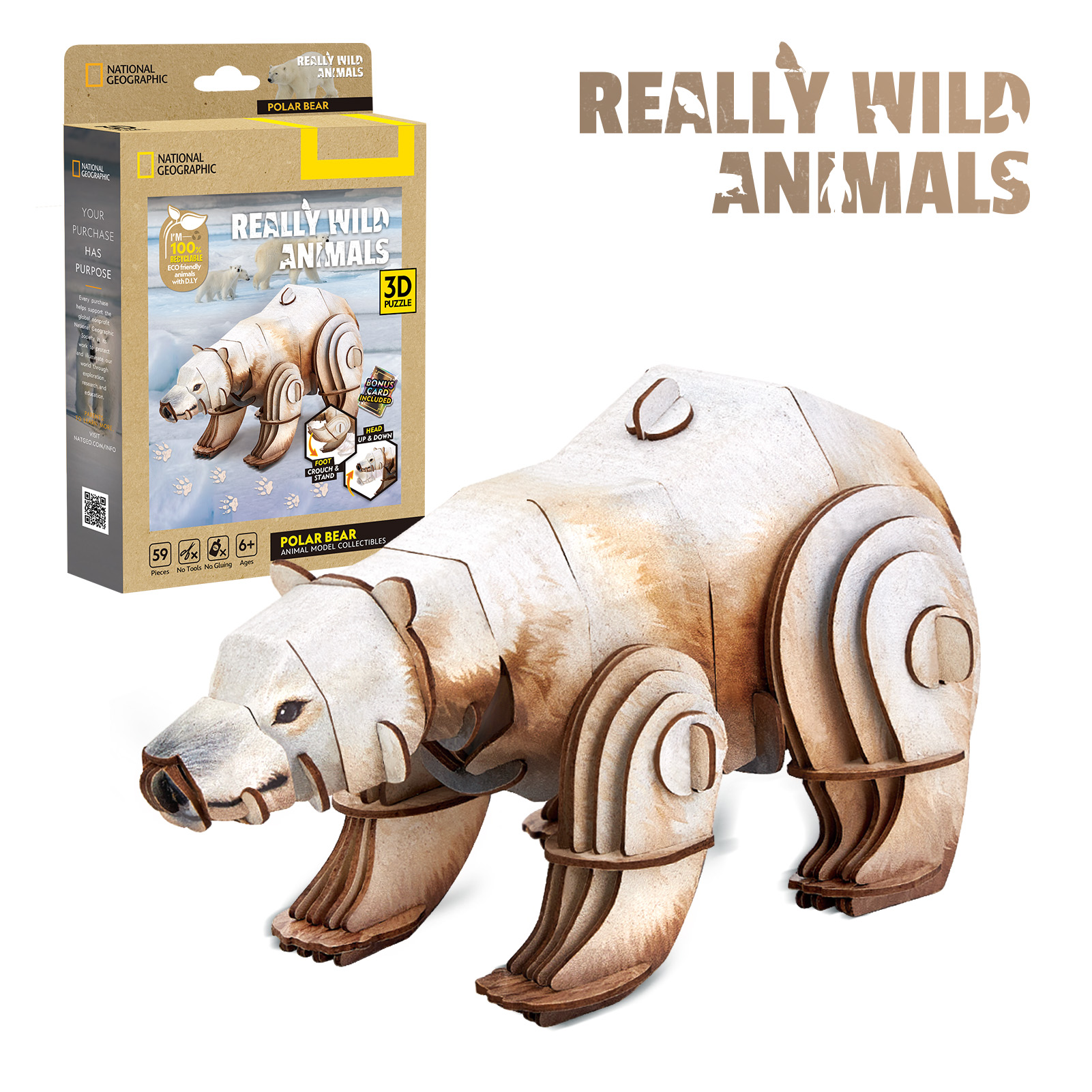 cubicfun-really-wild-animals-ds1183h-ours-puzzle-3d-polaire image 1