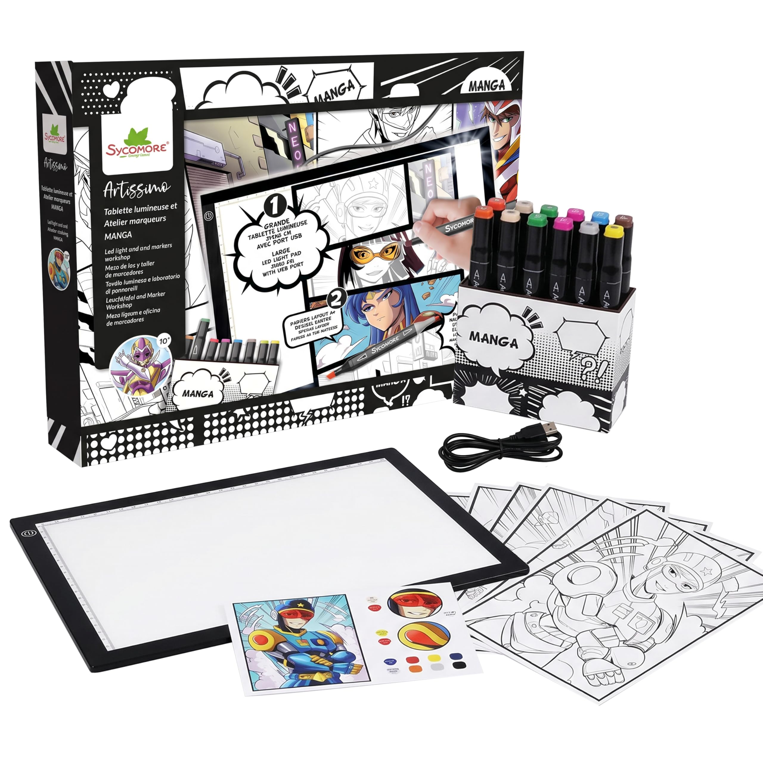 au-sycomore-artissimo-tablette-lumineuse-manga-xxl-kit-dessin-10-ans image 1