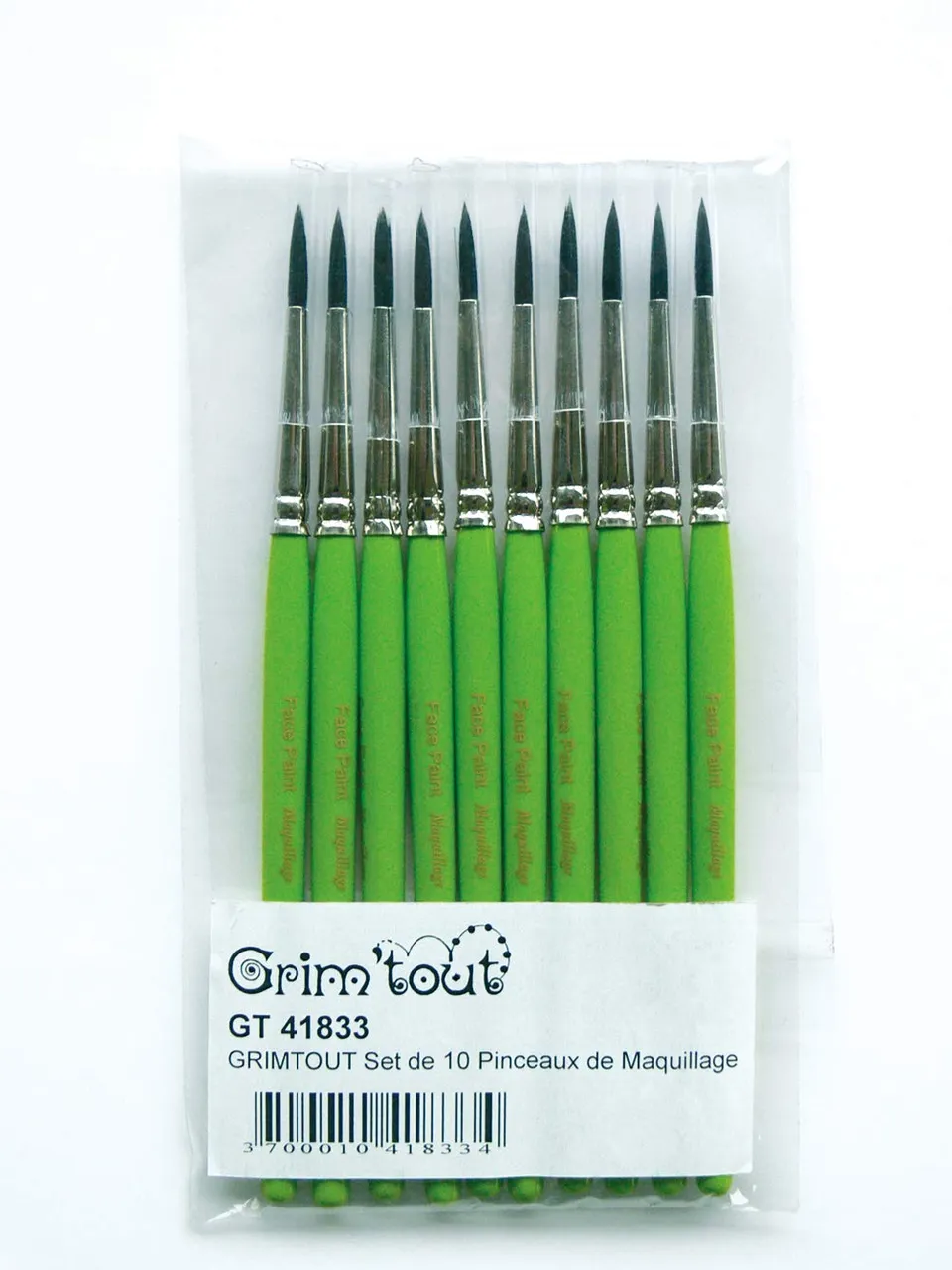 grim-tout-indispensables-lot-10-pinceaux-maquillage-vert-nylon-gt41833 image 1