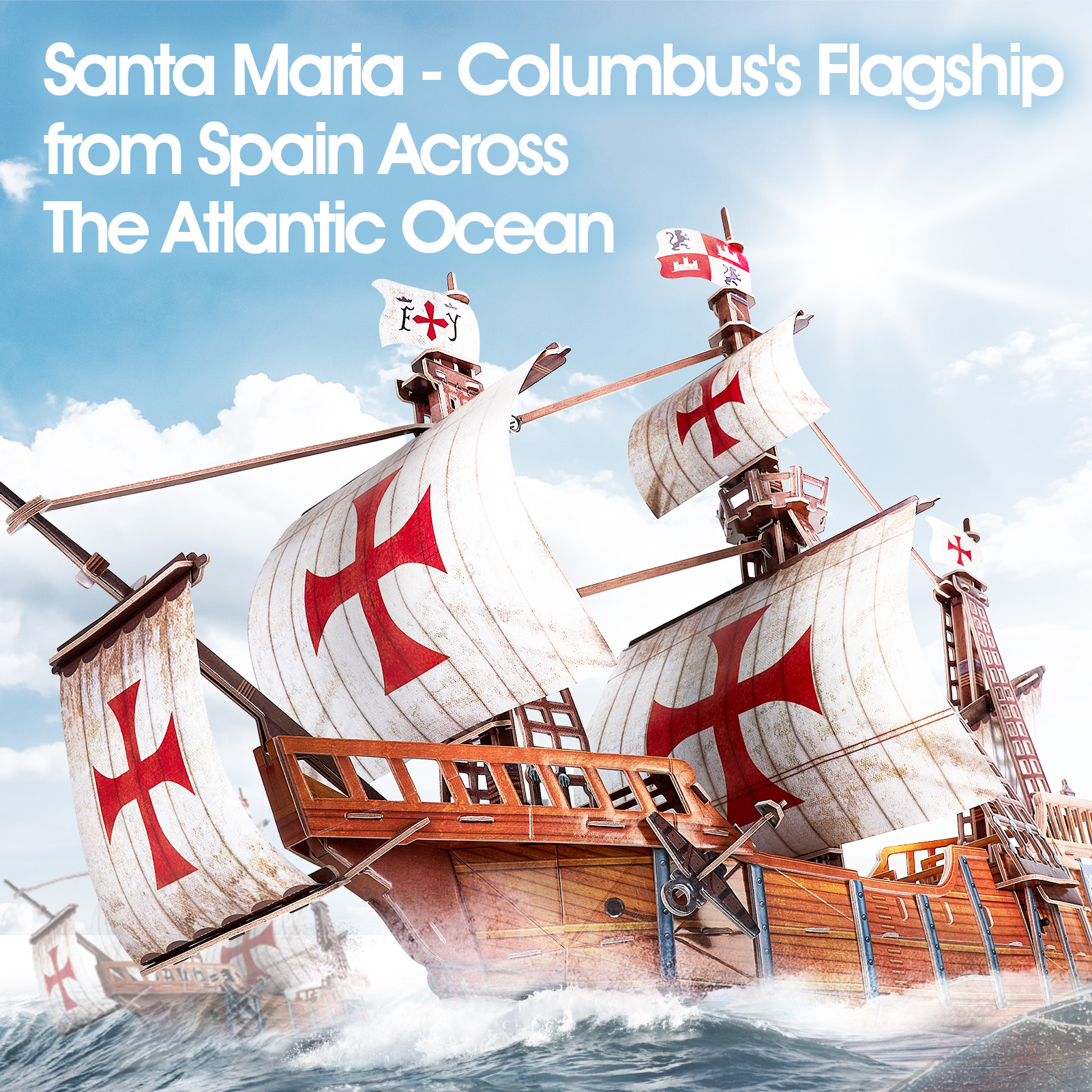cubicfun-t4038h-puzzle-3d-bateau-santa-maria-204-pi-ces image 2