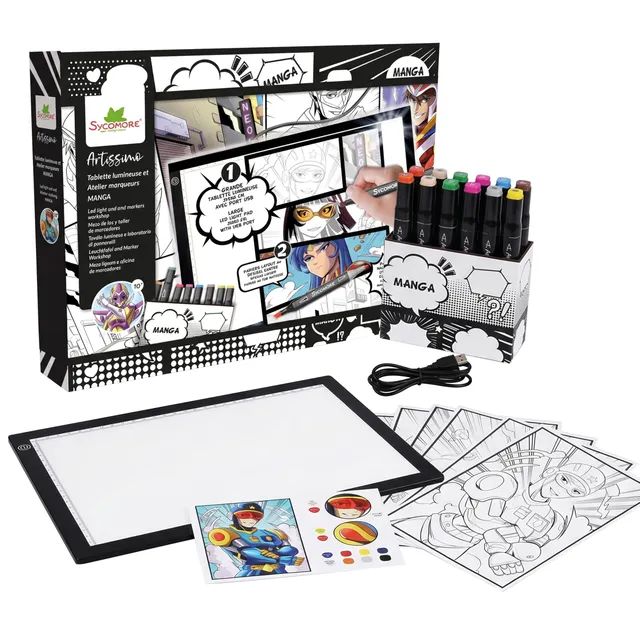 au-sycomore-artissimo-tablette-lumineuse-manga-xxl-kit-dessin-10-ans image 1