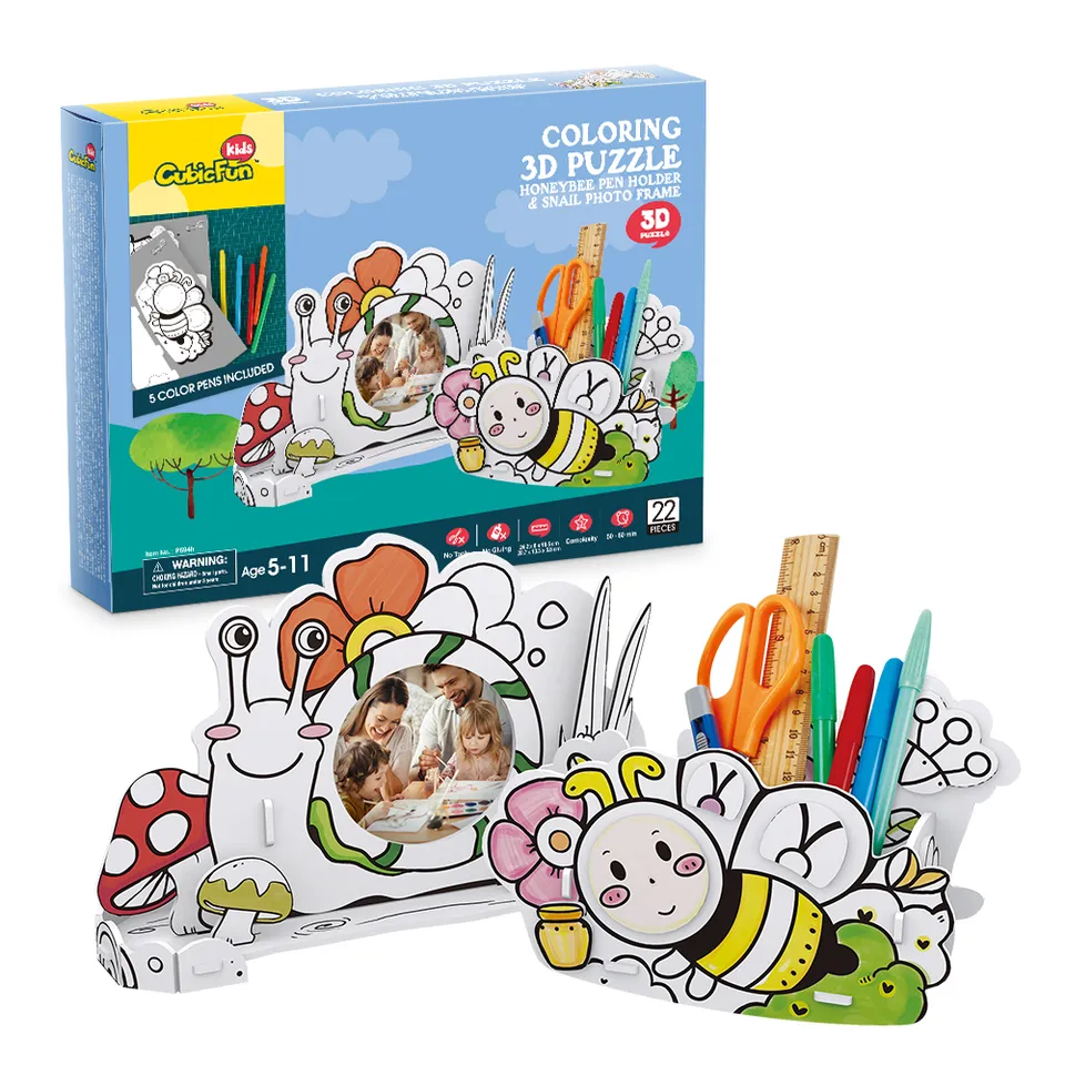 cubicfun-coloring-3d-puzzle-p694h-puzzle-3d-abeille-et-escargot image 1