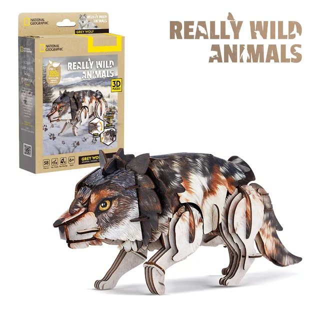 cubicfun-ds1180h-grey-wolf-puzzle-3d-loup-gris-sans-colle image 1
