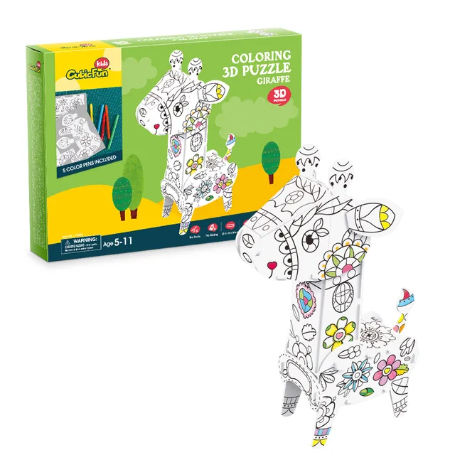 cubicfun-coloring-p696h-girafe-puzzle-3d-colorier image 1