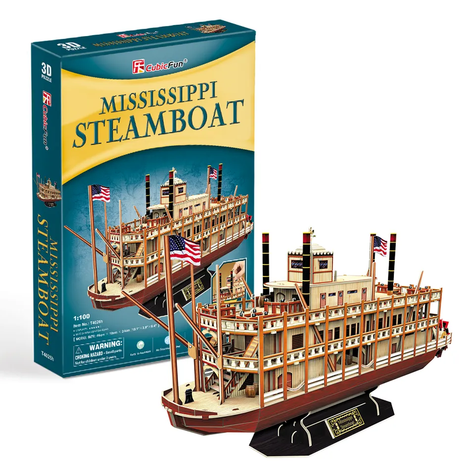 cubicfun-ships-t4026h-mississippi-steamboat-puzzle-3d-bateau image 1